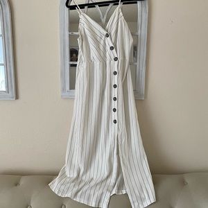 Striped white midi dress